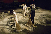 <em>Guernica in Sand</em><br />2006<br />Performance view: Chicago Cultural Center, 2007<br />Photo: Anita Kan